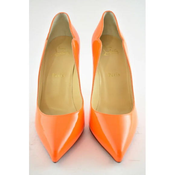 Christian Louboutin Hot Chick 100 Patent Fluo Fizz Orange Neon Heel Pump 36.5 - Picture 5 of 12